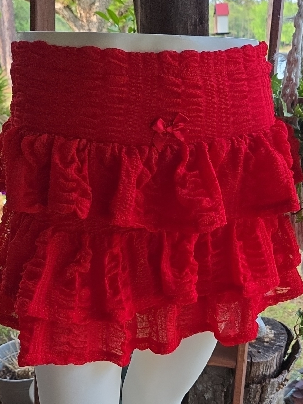 Shein Red Roller Derby Style Flirty Mini Skirt Size Small